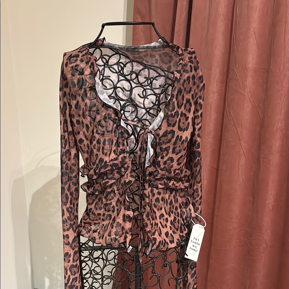 Leopard Print Ruffle Cardigan